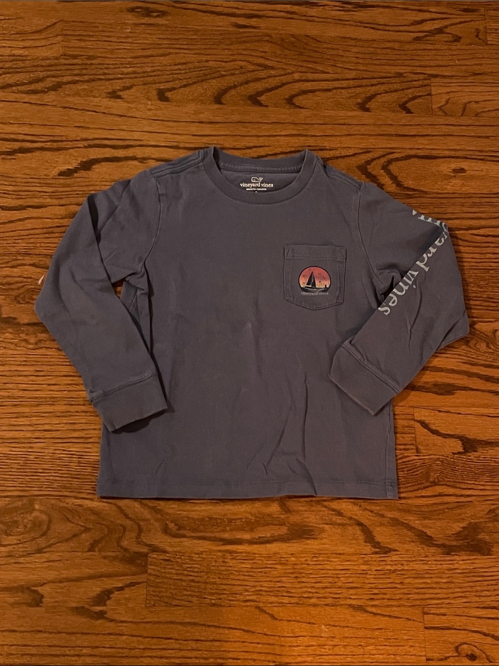 Vineyard Vines Boys' Slate Blue Long-Sleeve Pocket Tee
